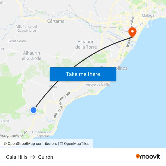 Cala Hills to Quirón map