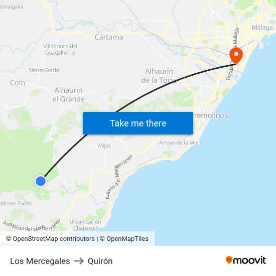 Los Mercegales to Quirón map