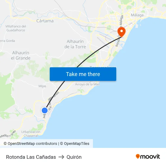 Rotonda Las Cañadas to Quirón map