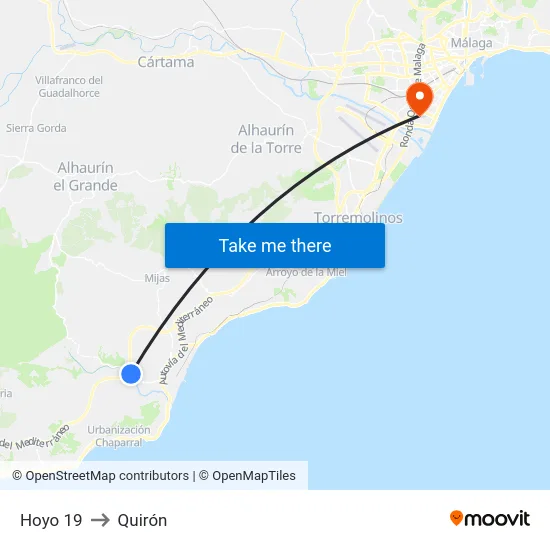 Hoyo 19 to Quirón map