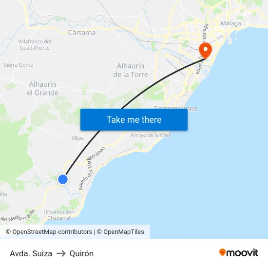 Avda. Suiza to Quirón map