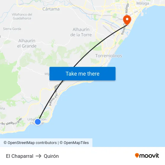 El Chaparral to Quirón map