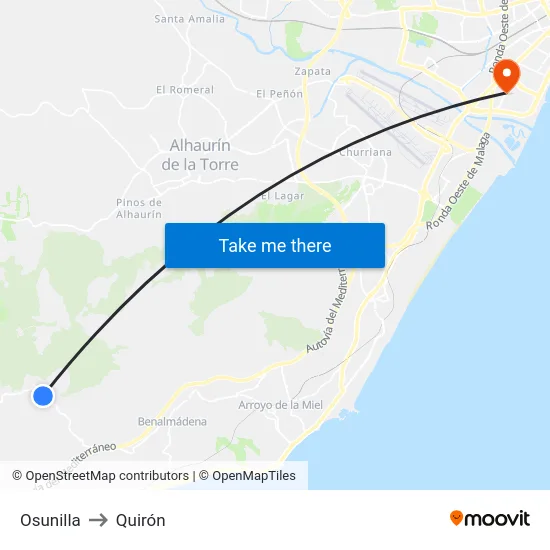 Osunilla to Quirón map