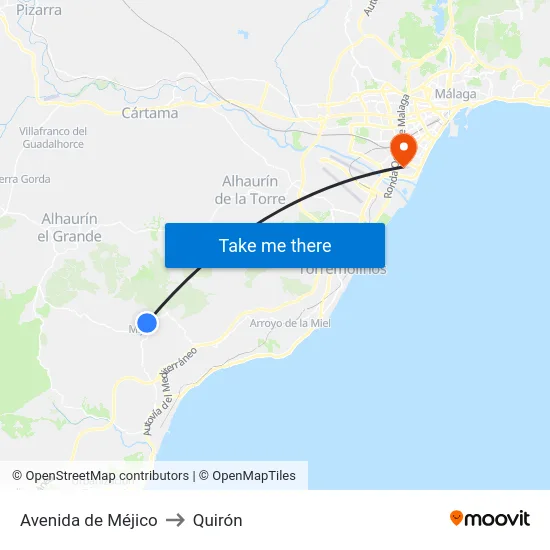 Avenida de Méjico to Quirón map