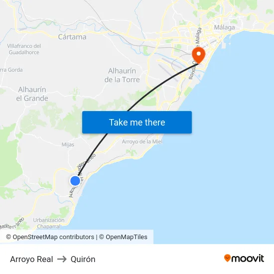 Arroyo Real to Quirón map