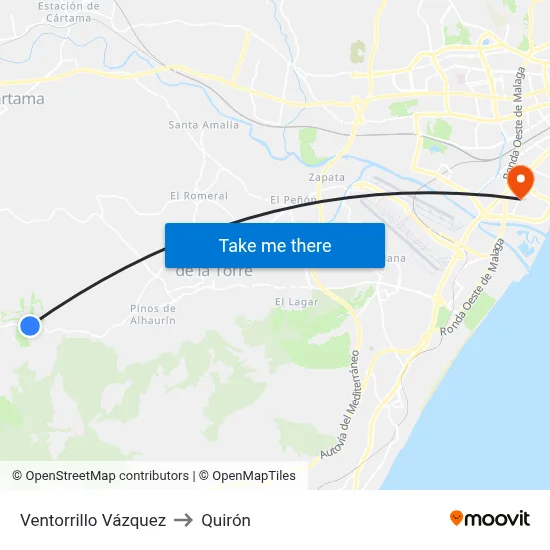 Ventorrillo Vázquez to Quirón map