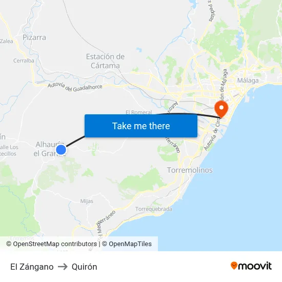 El Zángano to Quirón map
