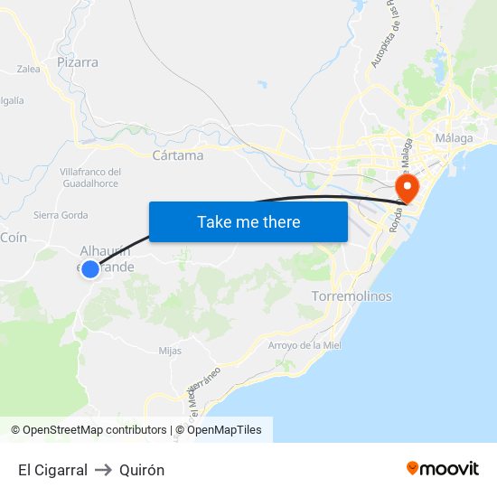 El Cigarral to Quirón map