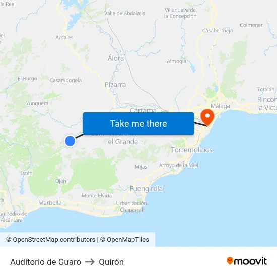 Auditorio de Guaro to Quirón map