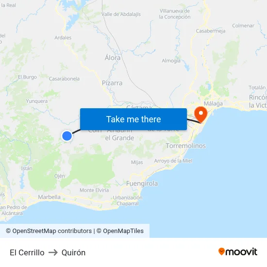 El Cerrillo to Quirón map