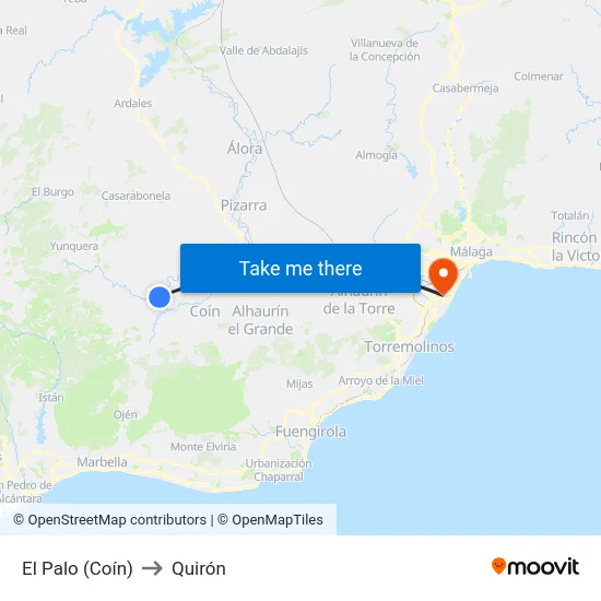 El Palo (Coín) to Quirón map