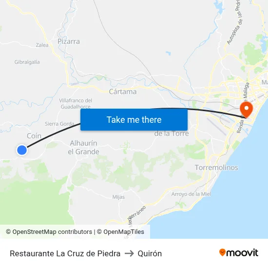 Restaurante La Cruz de Piedra to Quirón map