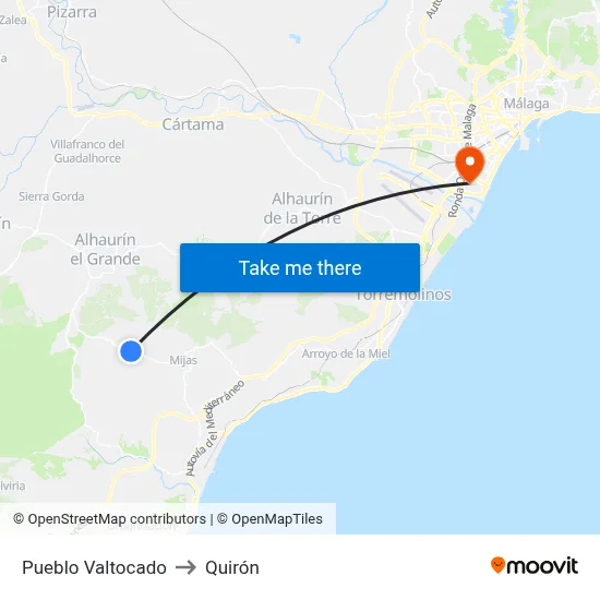 Pueblo Valtocado to Quirón map