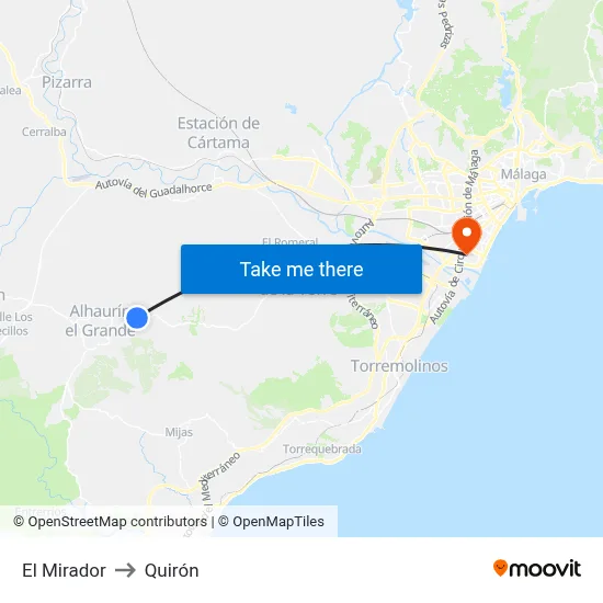 El Mirador to Quirón map