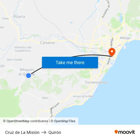 Cruz de La Misión to Quirón map