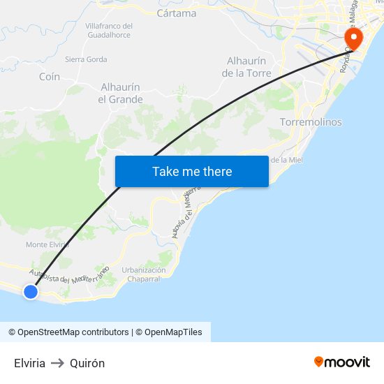 Elviria to Quirón map