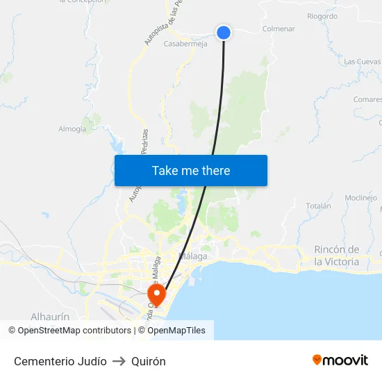 Cementerio Judío to Quirón map