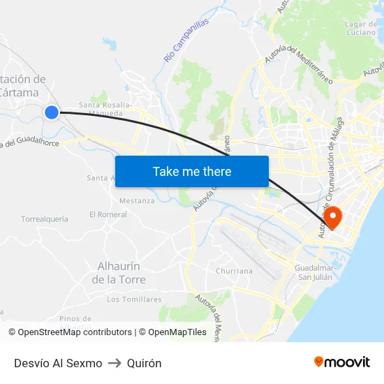 Desvío Al Sexmo to Quirón map