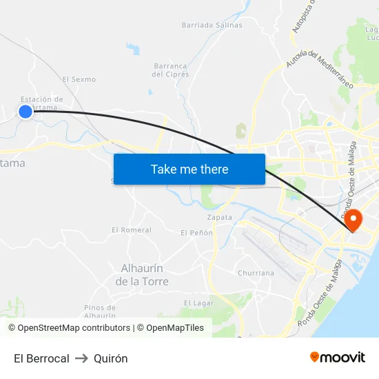El Berrocal to Quirón map