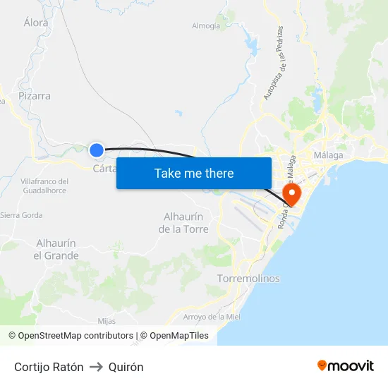 Cortijo Ratón to Quirón map