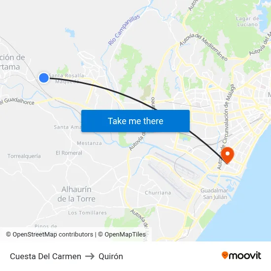 Cuesta Del Carmen to Quirón map