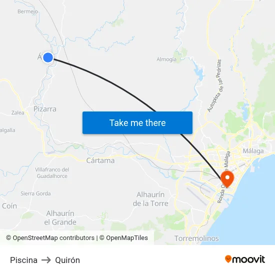 Piscina to Quirón map