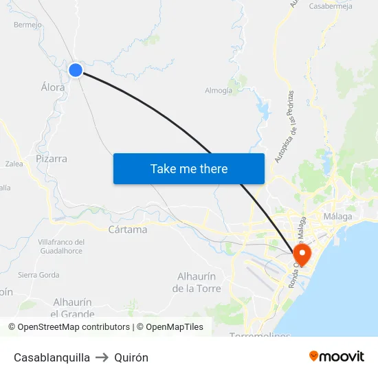 Casablanquilla to Quirón map