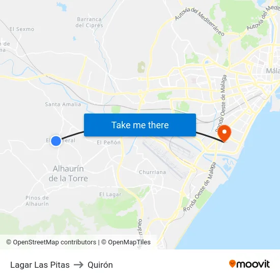 Lagar Las Pitas to Quirón map