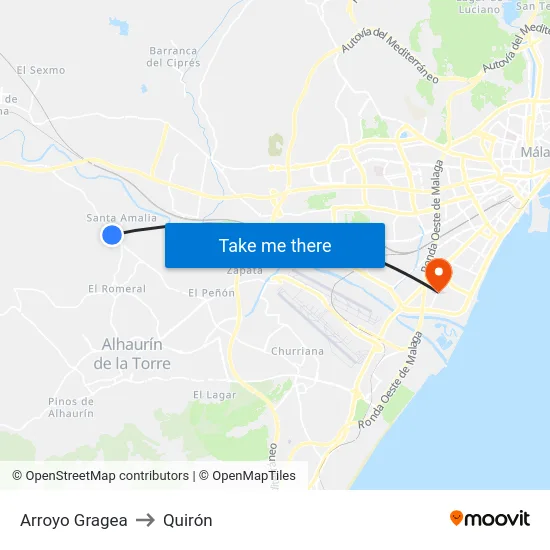 Arroyo Gragea to Quirón map