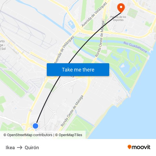 Ikea to Quirón map