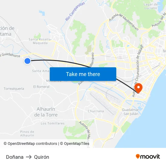 Doñana to Quirón map