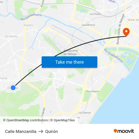 Calle Manzanilla to Quirón map