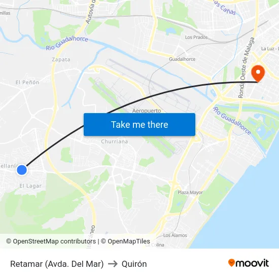 Retamar (Avda. Del Mar) to Quirón map