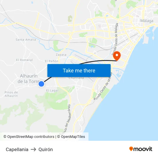 Capellania to Quirón map