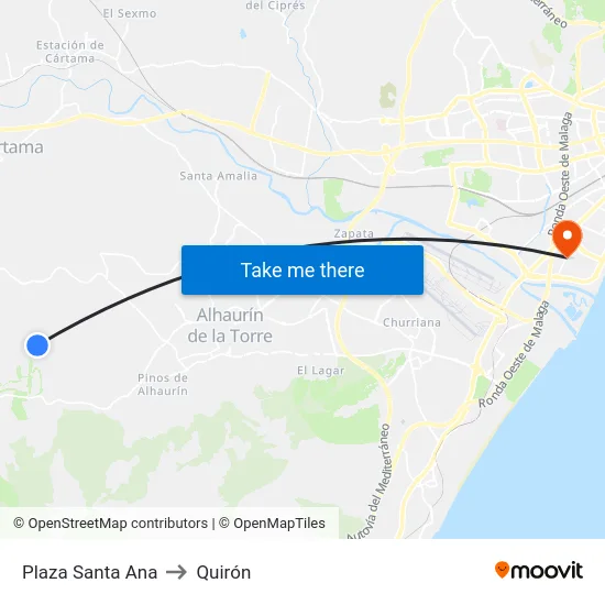 Plaza Santa Ana to Quirón map