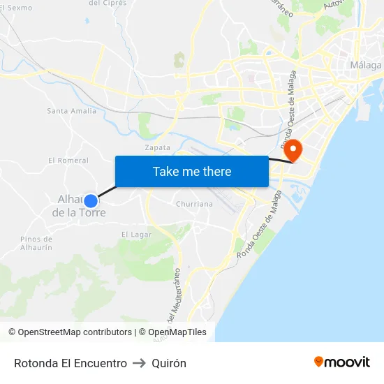 Rotonda El Encuentro to Quirón map