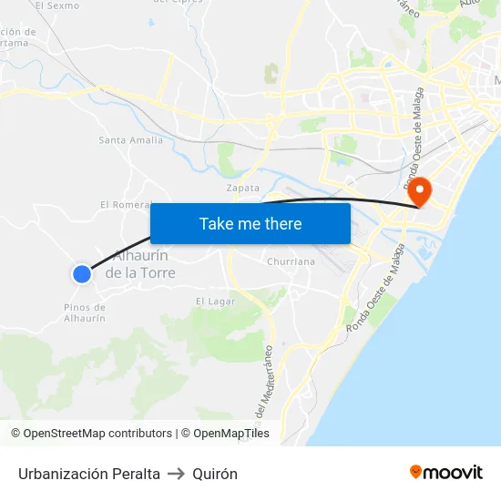 Urbanización Peralta to Quirón map