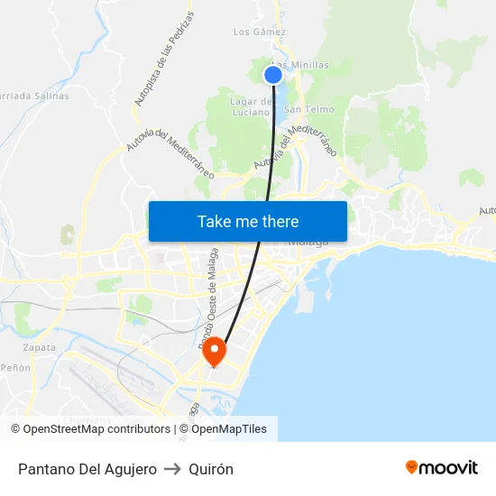 Pantano Del Agujero to Quirón map