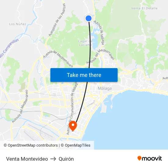 Venta Montevideo to Quirón map