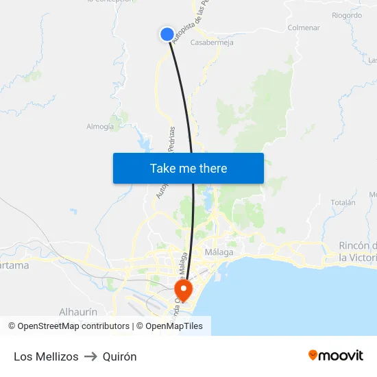 Los Mellizos to Quirón map