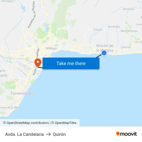 Avda. La Candelaria to Quirón map