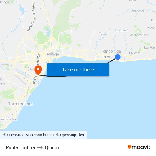 Punta Umbría to Quirón map
