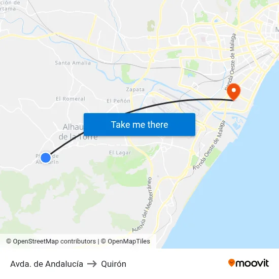 Avda. de Andalucía to Quirón map