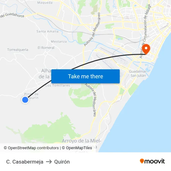 C. Casabermeja to Quirón map