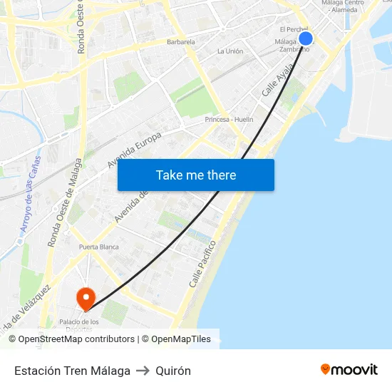 Estación Tren Málaga to Quirón map
