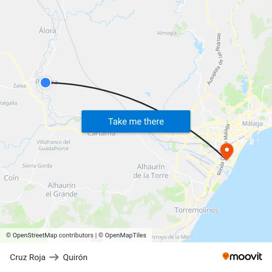 Cruz Roja to Quirón map