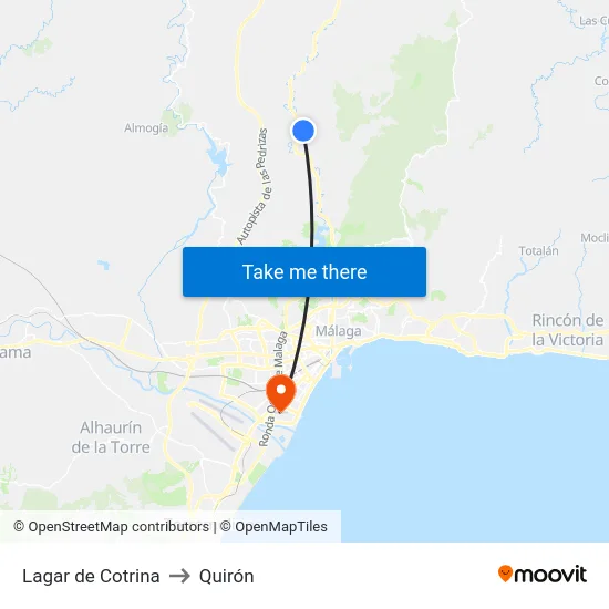 Lagar de Cotrina to Quirón map