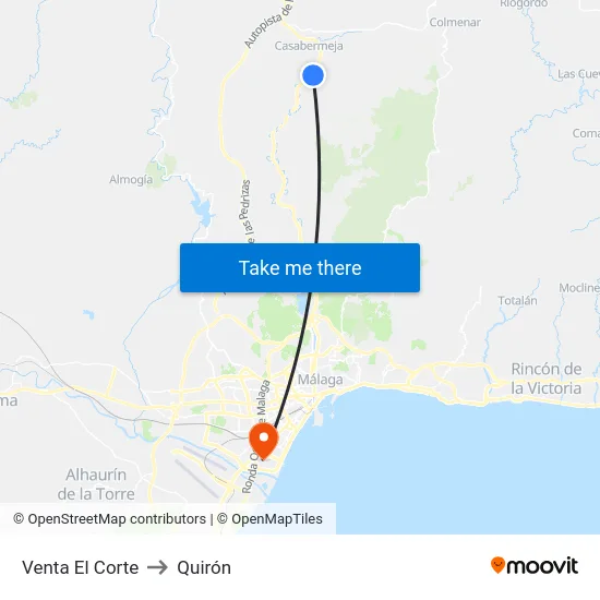 Venta El Corte to Quirón map