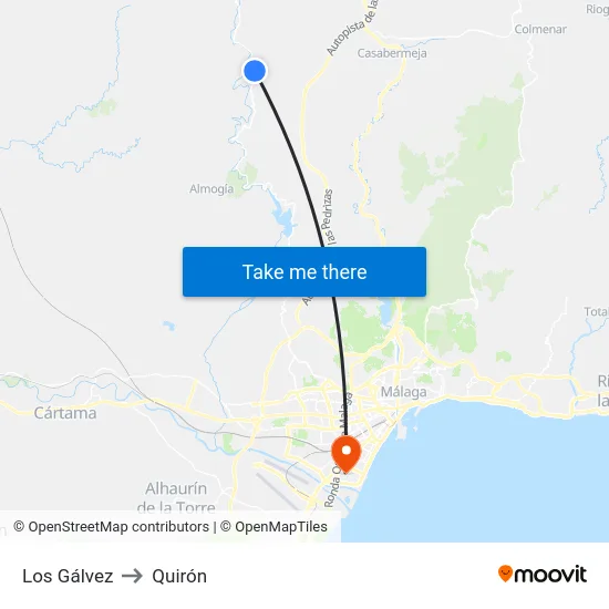 Los Gálvez to Quirón map