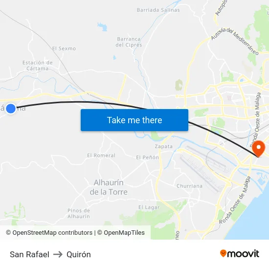 San Rafael to Quirón map